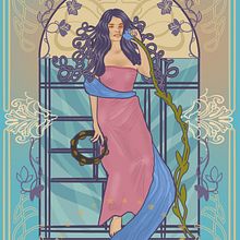 Hope Sandoval of Mazzy Star in Art Nouveau Style. Traditional illustration, Fine Arts, Digital Illustration, Portrait Drawing, Artistic Drawing, Digital Drawing, and Digital Painting project by Amy Ybarracuda - 05.11.2023