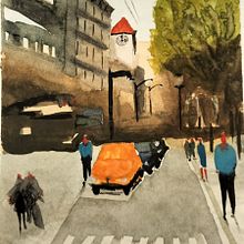 Il mio progetto del corso: Paesaggi urbani ad acquerello. Fine Arts, Watercolor Painting, and Architectural Illustration project by roberta colaneri - 05.11.2023