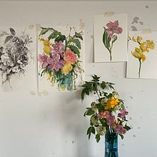 Spring bouquet in the studio. Un proyecto de Pintura, Pintura acrílica y Bocetado de Sonal Nathwani - 11.05.2023