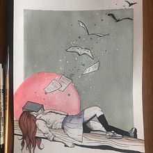 Il mio progetto del corso: Illustrazione con tecniche manuali di tratteggio e dripping. Character Design, Fine Arts, Painting, Watercolor Painting, Portrait Drawing, and Artistic Drawing project by Giulia Bastianelli - 05.11.2023