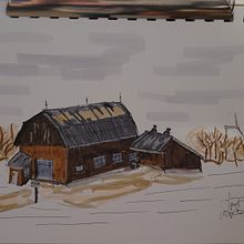 Barn early Spring. Sketching, and Architectural Illustration project by Lyne Trott - 05.12.2023