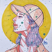 My project for course: Manual Illustration Techniques: Hatching and Dripping. Een project van Ontwerp van personages,  Beeldende kunst, Schilderij, Aquarelschilderen,  Portrettekening y  Artistieke tekening van Trisny WR - 12.05.2023