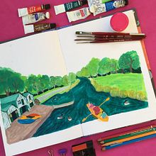My project for course: Travel Sketchbook Illustration with Gouache. Painting, Drawing, Sketchbook, and Gouache Painting project by Janet Evans - 05.12.2023