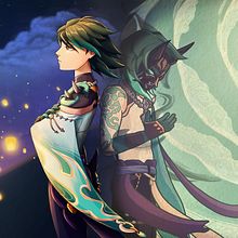 Xiao fan art (Genshin Impact game). Character Design, and Traditional illustration project by Лина Вадис - 05.14.2023