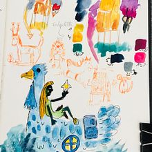 Mein Abschlussprojekt für den Kurs: Illustration mythologischer Figuren. Een project van Traditionele illustratie, Ontwerp van personages, Schilderij,  Tekening, Digitale illustratie y Aquarelschilderen van Jana Ihrig - 16.05.2023