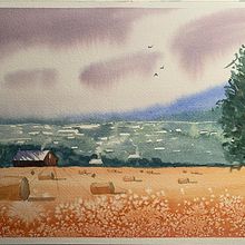 Mijn project van de cursus: Aquarellandschappen: experimentele tools en technieken. Een project van  Beeldende kunst, Schilderij y Aquarelschilderen van Ingrid Bracke - 17.05.2023