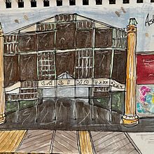 Abandoned Casino Building: Asbury Park Boardwalk, New Jersey . Sketching, Drawing, Architectural Illustration, Sketchbook & Ink Illustration project by Larry - 05.08.2023