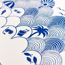 Seigaiha Beach. Ilustração tradicional, Artesanato, e Design projeto de Ali Baecker | 3 Dotted Penguins - 17.05.2023