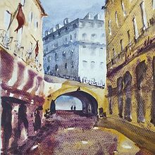 My project for course: Architectural Illustration with Watercolor. Ilustração tradicional, Esboçado, Desenho, Pintura em aquarela, Ilustração arquitetônica, e Sketchbook projeto de Zsanett Godnics Bakos - 17.05.2023