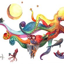 Mi proyecto del curso: Técnicas de acuarela para ilustraciones de ensueño. Traditional illustration, Drawing, Watercolor Painting, and Editorial Illustration project by Cheryl Araujo - 05.17.2023