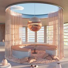 Mon projet du cours visualisations 3D surréalistes avec Blender : "sunny day in salmonland". Architecture, Interior Architecture, Digital Architecture, and ArchVIZ project by Laurent Lacqua - 05.18.2023