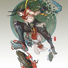 Nezha. dragon slayer. Traditional illustration project by Hung Nguyen - 05.21.2023