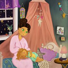 "Strong like Mom" book illustrations. Traditional illustration, Design, Creativit, Children's Illustration, and Children's Literature project by Amber Waters - 05.21.2023