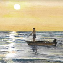 Pescador. Pintura em aquarela projeto de Jessica Woolrich - 05.05.2021