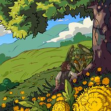 Best Friends in a Dandelion Field . Projekt z dziedziny Trad, c i jna ilustracja użytkownika danitheescapistscribbler - 24.05.2023