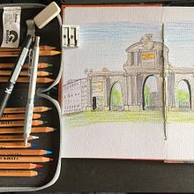 La puerta de Alcalá. Traditional illustration project by Fernando Barcos - 05.27.2023
