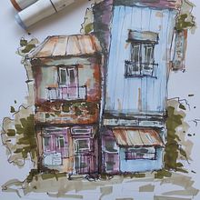 Il mio progetto del corso: Disegno architettonico espressivo con pennarelli colorati. Sketching, Drawing, Architectural Illustration, Sketchbook & Ink Illustration project by Pam - 05.28.2023