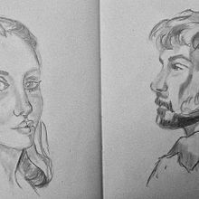 Mi proyecto del curso: Cuaderno de retratos a línea con grafito. Artes plásticas, Esboçado, Desenho, Desenho de retrato, e Sketchbook projeto de Bego Expósito - 28.05.2023