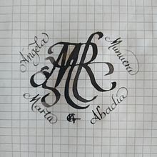 Anagrama y sigilo de mi nombre y pseudónimo. Calligraph project by Ángela Munuera - 05.29.2023