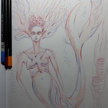 El sueño de la Sirena.. Ilustração tradicional projeto de Ana Maria Aranda - 29.05.2023
