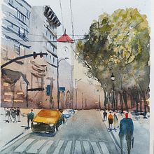 Il mio progetto del corso: Paesaggi urbani ad acquerello. Fine Arts, Watercolor Painting, and Architectural Illustration project by Edi - 05.31.2023