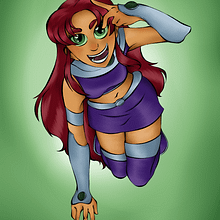 STARFIRE - Teen Titans. Un proyecto de Ilustración tradicional, Diseño de personajes e Ilustración digital de Paula Aneas García - 06.11.2022