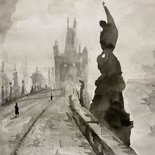 My project for course: Expressive Watercolor Painting: St. Charles Bridge. Fine Arts, Painting, and Watercolor Painting project by Brent Paul - 06.01.2023
