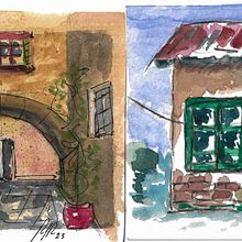 Mi proyecto del curso: Sketching artístico en acuarela: atrévete a expresar tus ideas Primera practica borrador Ein Projekt aus dem Bereich Traditionelle Illustration, Skizzenentwurf, Kreativität, Zeichnung, Aquarellmalerei und Sketchbook von Roberto Justo Robiolo - 02.06.2023