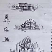 A few sketches after taking the course: Architectural Sketching: Thinking with Pen and Paper. Architectural Illustration, Sketchbook, and Spatial Design project by somto20 - 06.02.2023