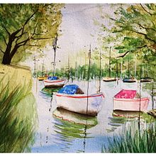 Mein Abschlussprojekt für den Kurs: Wasserlandschaften in Aquarell malen. Painting, Watercolor Painting, and Naturalistic Illustration project by J. M. - 06.04.2023