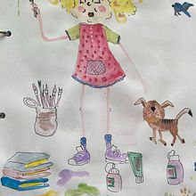 Mijn project van de cursus: Speelse illustratie met aquarel en kleurpotloden. Traditional illustration, Painting, Watercolor Painting, Portrait Drawing, and Colored Pencil Drawing project by Ilse Van Esch - 06.05.2023