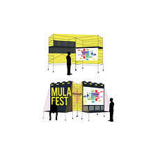 Punto de Información Mula Fest. Design, ArchVIZ, Architecture, Events, Furniture Design, Making, and Graphic Design project by Lucía Laula Choza - 06.05.2023