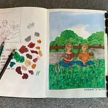 Mein Abschlussprojekt für den Kurs: Das Skizzenbuch als Erkundungsreise: Finde deinen Zeichenstil. Traditional illustration, Sketching, Creativit, Drawing, Watercolor Painting, Sketchbook, and Gouache Painting project by Anke Weber - 06.08.2023