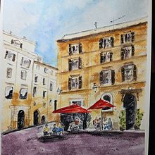 Mon projet du cours : Techniques modernes pour des ​paysages urbains à l'aquarelle. Painting, and Watercolor Painting project by Sylvie Bertrand - 06.09.2023