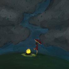 a fire in the growing storm. Un projet de Illustration traditionnelle de lykomeraki - 09.06.2023