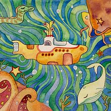Yellow Submarine. Traditional illustration, and Watercolor Painting project by Paulina De la Rosa - 12.20.2021