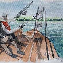 My project for course: Watercolor Techniques for Painting Seascapes. Painting, Watercolor Painting, and Naturalistic Illustration project by Fuzuki - 06.11.2023