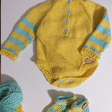 Conjunto Amarillo a Rayas. Knitting, and Crochet project by Elena - 06.11.2023