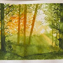 Mijn project van de cursus: Schilder dromerige aquarellandschappen met licht. Een project van Schilderij y Aquarelschilderen van Ingrid Bracke - 12.06.2023