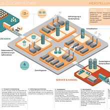 Infographics "Sugar production" - Design variations for different reader groups.. Un projet de Infographie, Design , Illustration traditionnelle, Conception éditoriale, Éducation, Design graphique , et Design de l'information de Birgit Fricke - 12.06.2023