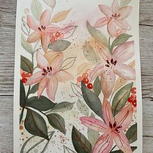 My project for course: Artistic Floral Watercolor: Connect with Nature. Traditional illustration, Painting, Watercolor Painting, and Botanical Illustration project by Mirjam Thomsen - 06.12.2023