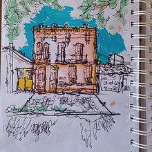 Mi proyecto del curso: Dibujo arquitectónico expresivo con marcadores de colores. Esboçado, Desenho, Ilustração arquitetônica, Sketchbook e Ilustração com tinta projeto de Gabriel Ernesto Andino - 13.06.2023