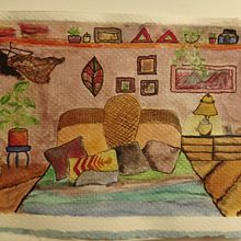 Little Room in watercolors. Un proyecto de Ilustración tradicional, Pintura, Escenografía, Creatividad, Dibujo, Pintura a la acuarela, Stor, telling, Dibujo realista, Dibujo artístico y Pintura gouache de Violeta Pastrana Merande - 13.06.2023