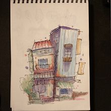 Il mio progetto del corso: Disegno architettonico espressivo con pennarelli colorati. Projekt z dziedziny Sketching,  R, sunek,  R, sunek architektoniczn, Sketchbook,  R i sunek atramentem użytkownika Lucio Pelliccioni - 14.06.2023