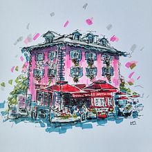 Mon projet du cours : Esquisses d'architecture expressives aux feutres de couleur Ein Projekt aus dem Bereich Skizzenentwurf, Zeichnung, Architektonische Illustration, Sketchbook und Illustration mit Tinte von Sorion - 15.06.2023