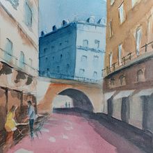 Il mio progetto del corso: Rappresentazione architettonica ad acquerello. Un proyecto de Ilustración tradicional, Bocetado, Dibujo, Pintura a la acuarela, Ilustración arquitectónica y Sketchbook de Cristina - 15.06.2023