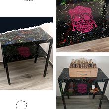 Tavolino con teschio messicano. Furniture Design, Making, Painting, Arts, Crafts, Creativit, Furniture Restoration, Upc, and cling project by Chiara Cacciatori - 06.20.2023