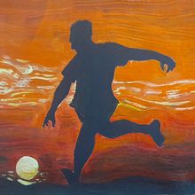 Mi proyecto del curso: futbol al atardecer . Artes plásticas, Pintura, Pintura Acrílica, e Teoria da cor projeto de Nico Benitez - 21.06.2023
