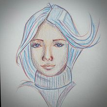 Mon projet du cours : Dessin de portraits expressifs aux crayons de couleur . Un projet de Dessin, Dessin de portrait, Carnet de croquis, Dessin aux cra , et ons de couleur de polinka_mn - 21.06.2023