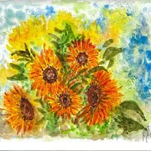 Girasoles Ein Projekt aus dem Bereich Aquarellmalerei und Sketchbook von Roberto Justo Robiolo - 21.06.2023